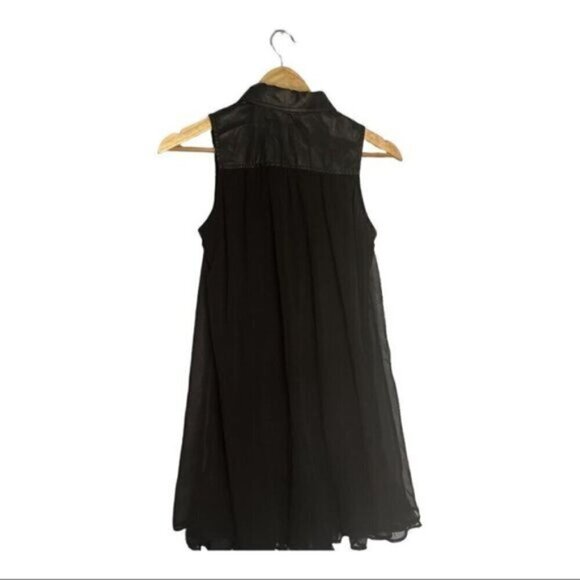 𝅺Doe & Rae Black Chiffon Tunic Dress Button Front Sz S - Picture 3 of 11